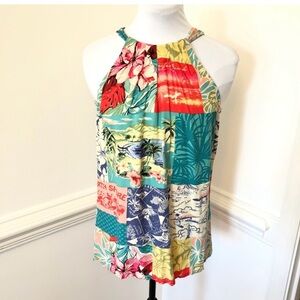 Tommy Bahama Patchwork PostCard Halter Top LIKENEW